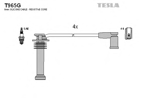 Комплект проводів запалювання TESLA T965G - Фото #1