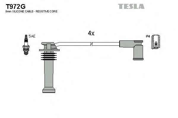 Комплект проводов зажигания TESLA T972G - Фото #1