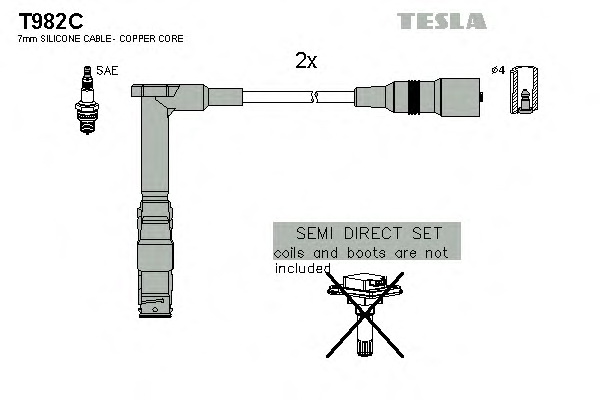 Комплект проводов зажигания TESLA T982C - Фото #1