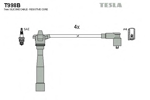 Комплект проводов зажигания TESLA T998B - Фото #1