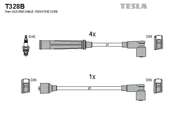 Комплект проводів запалювання TESLA T328B - Фото #1