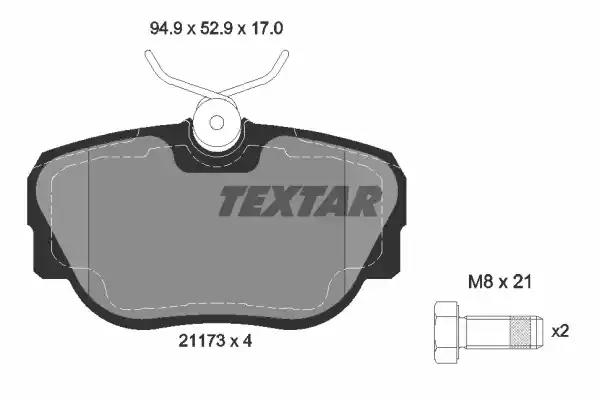 Комплект тормозных колодок, дисковый тормоз TEXTAR 2117302 - Фото #1