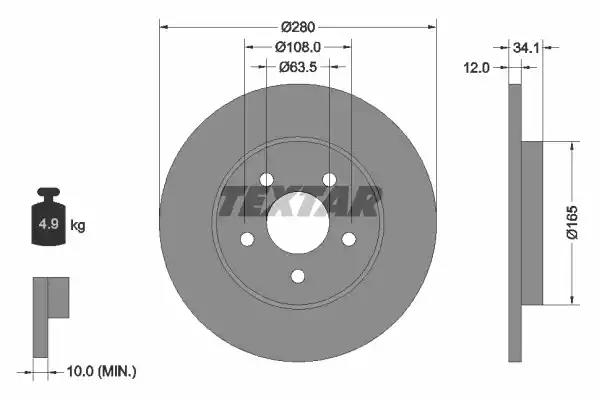 Тормозной диск TEXTAR 92109703 - Фото #1
