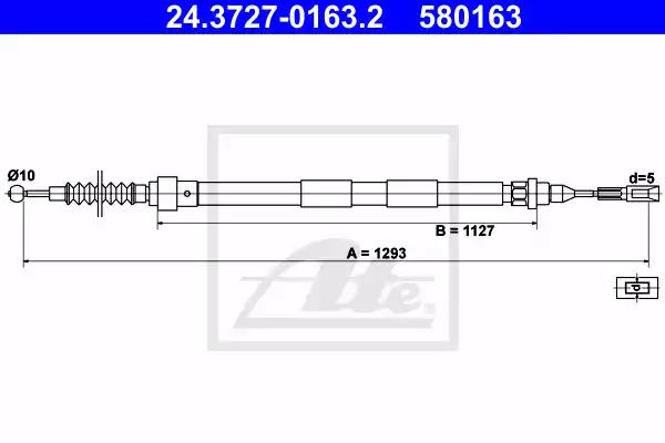 Трос, стояночная тормозная система ATE 24.3727-0163.2 - Фото #1