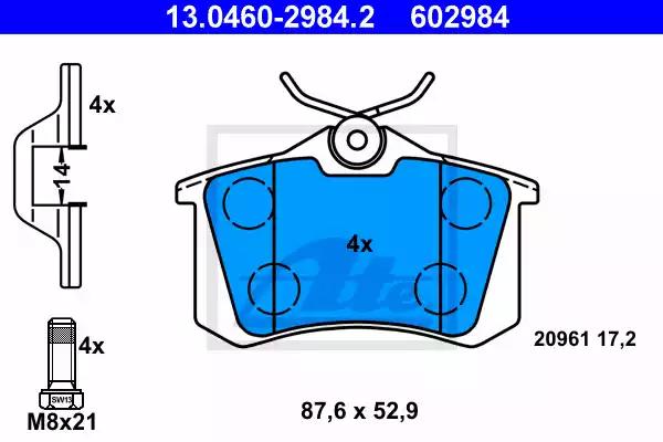 Комплект тормозных колодок, дисковый тормоз ATE 13.0460-2984.2 - Фото #1