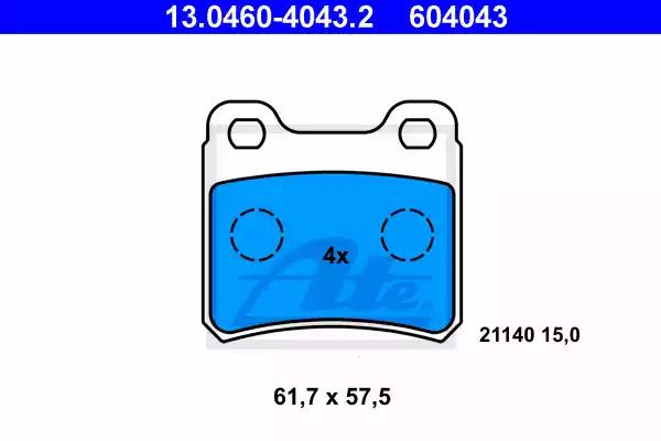 Комплект тормозных колодок, дисковый тормоз ATE 13.0460-4043.2 - Фото #1