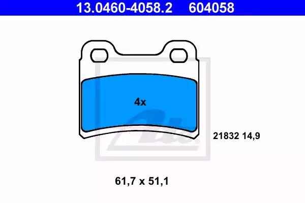 Комплект тормозных колодок, дисковый тормоз ATE 13.0460-4058.2 - Фото #1