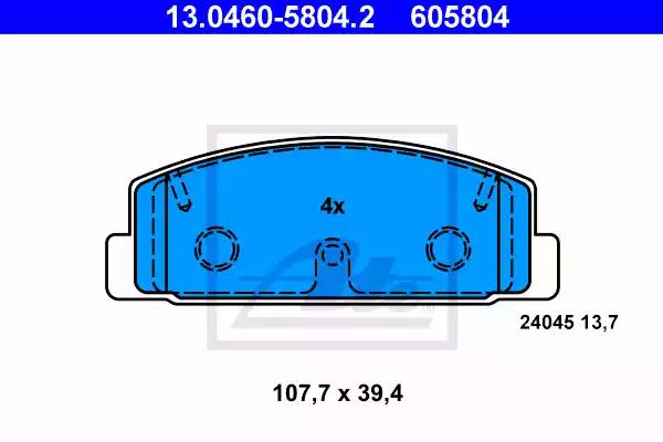 Комплект тормозных колодок, дисковый тормоз ATE 13.0460-5804.2 - Фото #1