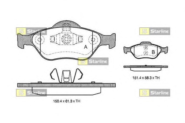 Комплект тормозных колодок, дисковый тормоз STARLINE BD S306 - Фото #1