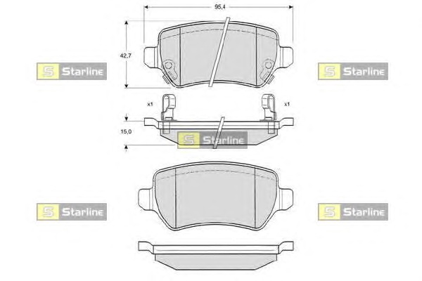 Комплект тормозных колодок, дисковый тормоз STARLINE BD S320 - Фото #1