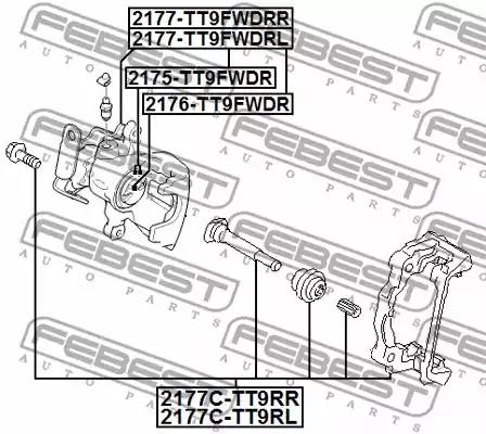 Комплект поддержки корпуса скобы тормоза FEBEST 2177C-TT9RR - Фото #1