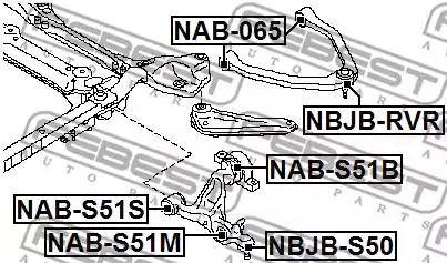 Сайлентблок переднего нижнего рычага задний FEBEST NAB-S51S - Фото #1