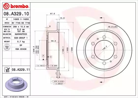 Тормозной диск BREMBO 08.A329.11 - Фото #1