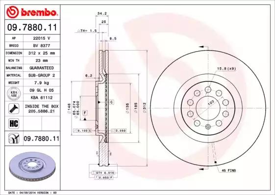 Тормозной диск BREMBO 09.7880.1X - Фото #1