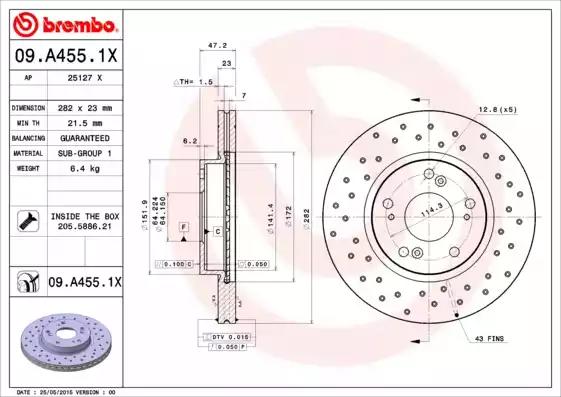 Гальмівний диск BREMBO 09.A455.1X - Фото #1