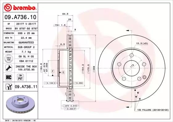 Гальмівний диск BREMBO 09.A736.11 - Фото #1