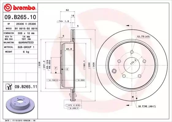 Тормозной диск BREMBO 09.B265.11 - Фото #1