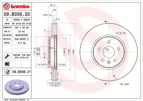 Тормозной диск BREMBO 09.B356.21 - Фото #1