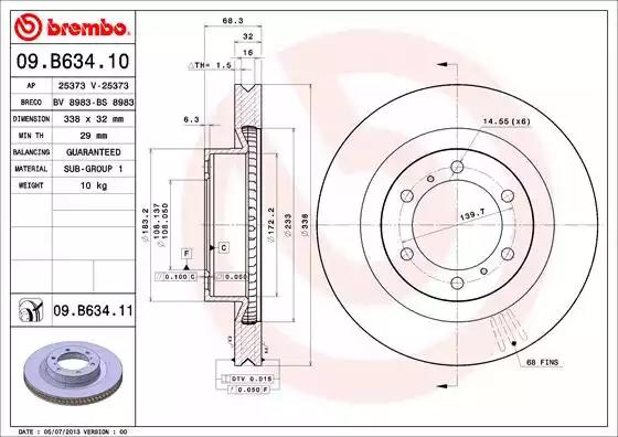 Тормозной диск BREMBO 09.B634.11 - Фото #1