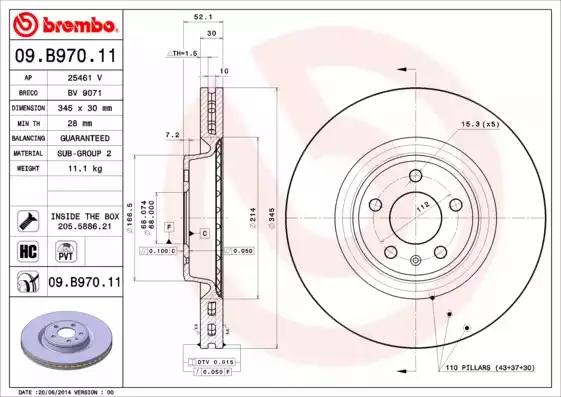 Гальмівний диск BREMBO 09.B970.11 - Фото #1