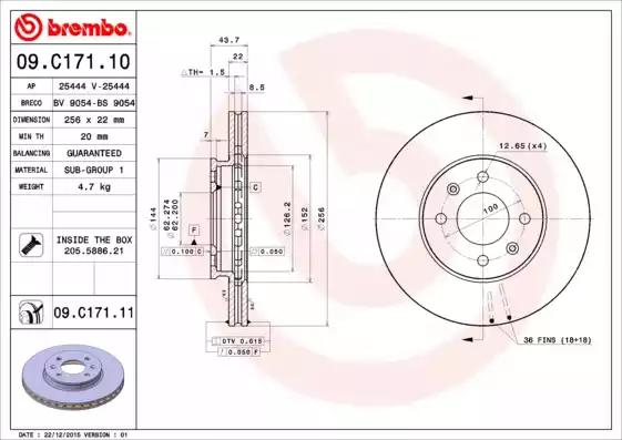 Тормозной диск BREMBO 09.C171.11 - Фото #1