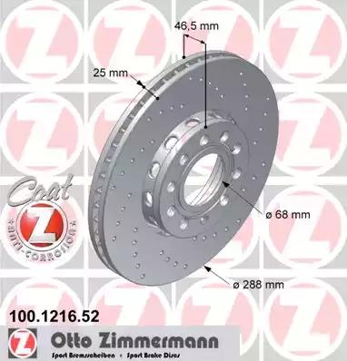 Тормозной диск ZIMMERMANN 100.1216.52 - Фото #1