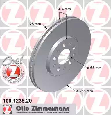 Тормозной диск ZIMMERMANN 100.1235.20 - Фото #1
