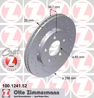 Тормозной диск ZIMMERMANN 100.1241.52 - Фото #1