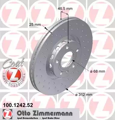 Тормозной диск ZIMMERMANN 100.1242.52 - Фото #1
