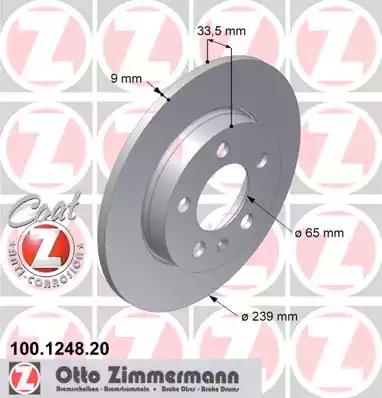 Гальмівний диск ZIMMERMANN 100.1248.20 - Фото #1