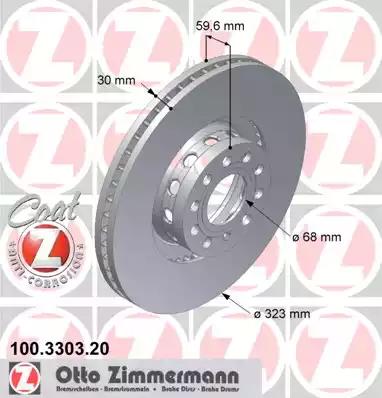 Тормозной диск ZIMMERMANN 100.3303.20 - Фото #1