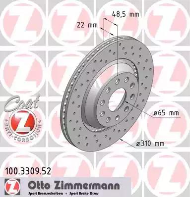 Тормозной диск ZIMMERMANN 100.3309.52 - Фото #1