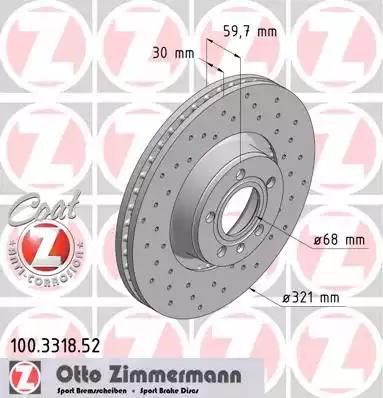 Тормозной диск ZIMMERMANN 100.3318.52 - Фото #1