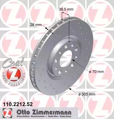 Тормозной диск ZIMMERMANN 110.2212.52 - Фото #1