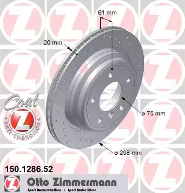 Тормозной диск ZIMMERMANN 150.1286.52 - Фото #1