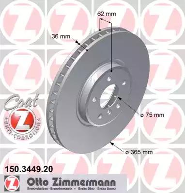Тормозной диск ZIMMERMANN 150.3449.20 - Фото #1
