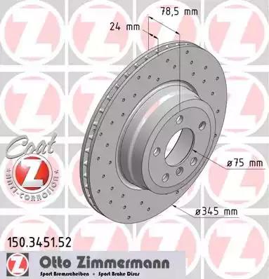 Тормозной диск ZIMMERMANN 150.3451.52 - Фото #1