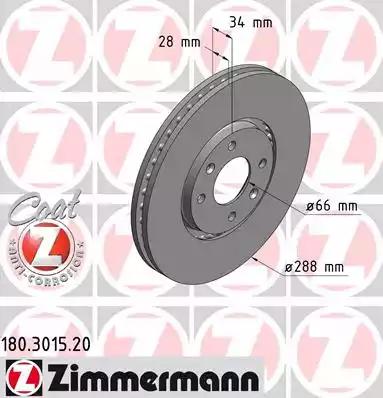 Тормозной диск ZIMMERMANN 180.3015.20 - Фото #1