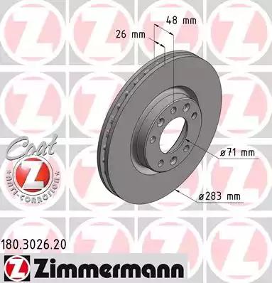 Тормозной диск ZIMMERMANN 180.3026.20 - Фото #1