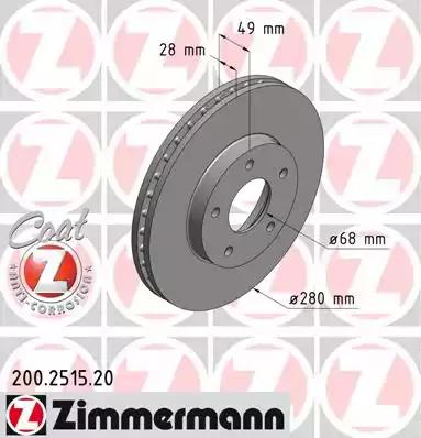 Тормозной диск ZIMMERMANN 200.2515.20 - Фото #1