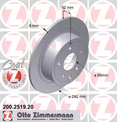 Тормозной диск ZIMMERMANN 200.2519.20 - Фото #1
