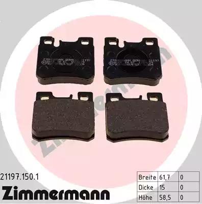 Комплект тормозных колодок, дисковый тормоз ZIMMERMANN 21197.150.1 - Фото #1