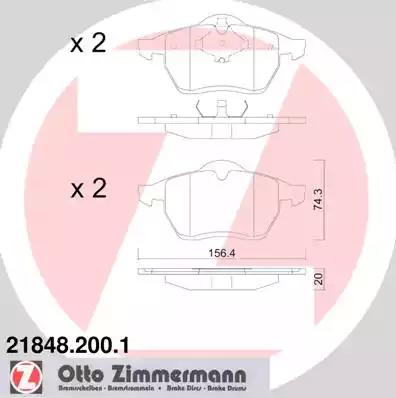 Комплект тормозных колодок, дисковый тормоз ZIMMERMANN 21848.200.1 - Фото #1