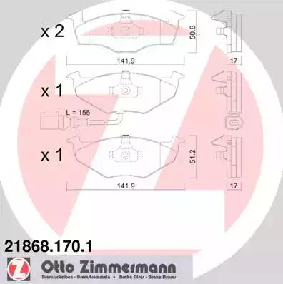 Комплект тормозных колодок, дисковый тормоз ZIMMERMANN 21868.170.1 - Фото #1