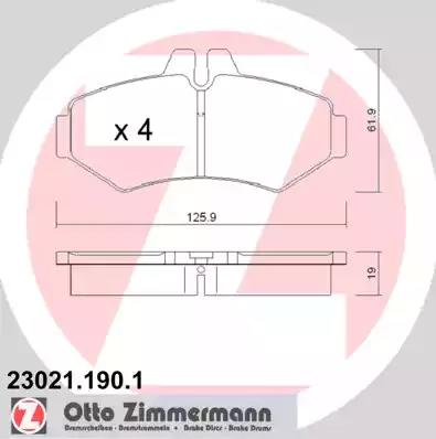 Комплект тормозных колодок, дисковый тормоз ZIMMERMANN 23021.190.1 - Фото #1