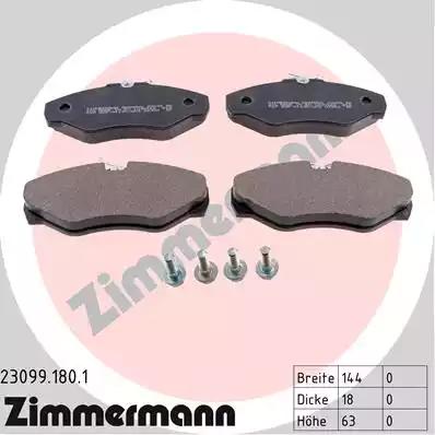 Комплект тормозных колодок, дисковый тормоз ZIMMERMANN 23099.180.1 - Фото #1
