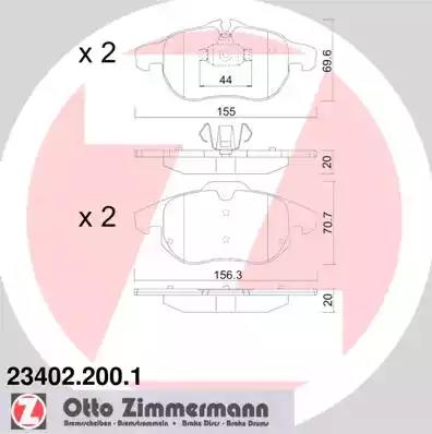 Комплект тормозных колодок, дисковый тормоз ZIMMERMANN 23402.200.1 - Фото #1