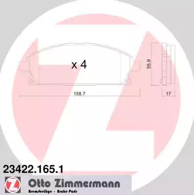 Комплект гальмівних колодок, дискове гальмо ZIMMERMANN 23422.165.1 - Фото #1