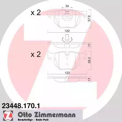 Комплект тормозных колодок, дисковый тормоз ZIMMERMANN 23448.170.1 - Фото #1