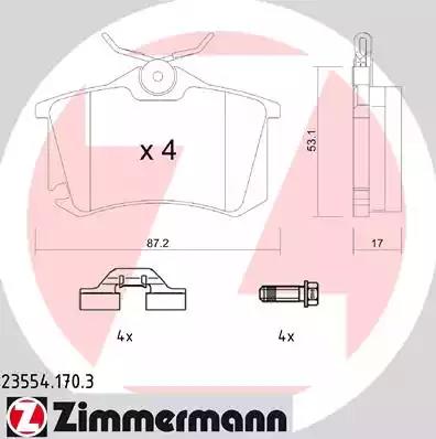 Комплект тормозных колодок, дисковый тормоз ZIMMERMANN 23554.170.3 - Фото #1